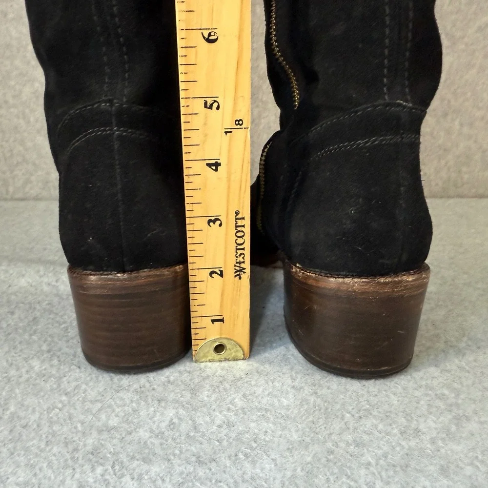 Coach Palmera 2‎ Over The Knee Boots Suede Leather Gold Zipper Buckle Black 8B